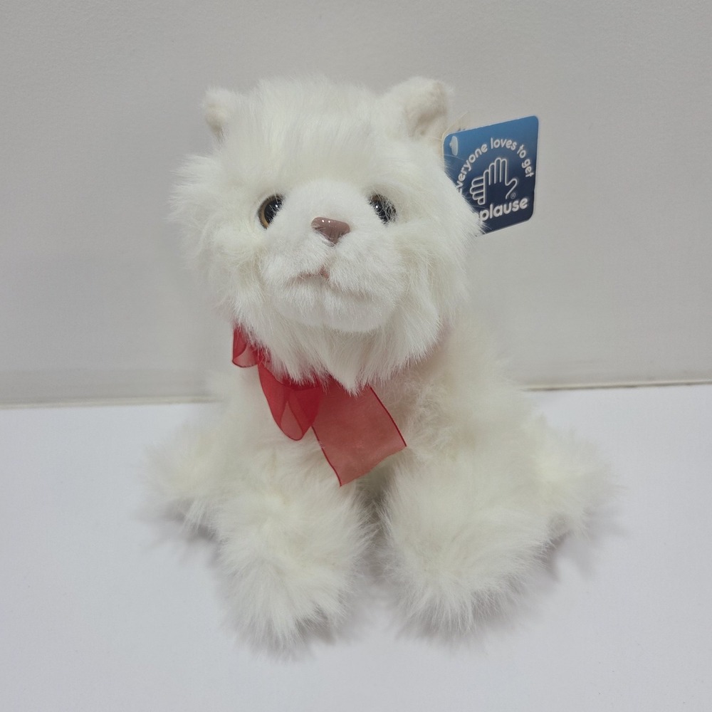 Applause Russ Berrie Fluffy White Persian Vintage Plush Cat Cute